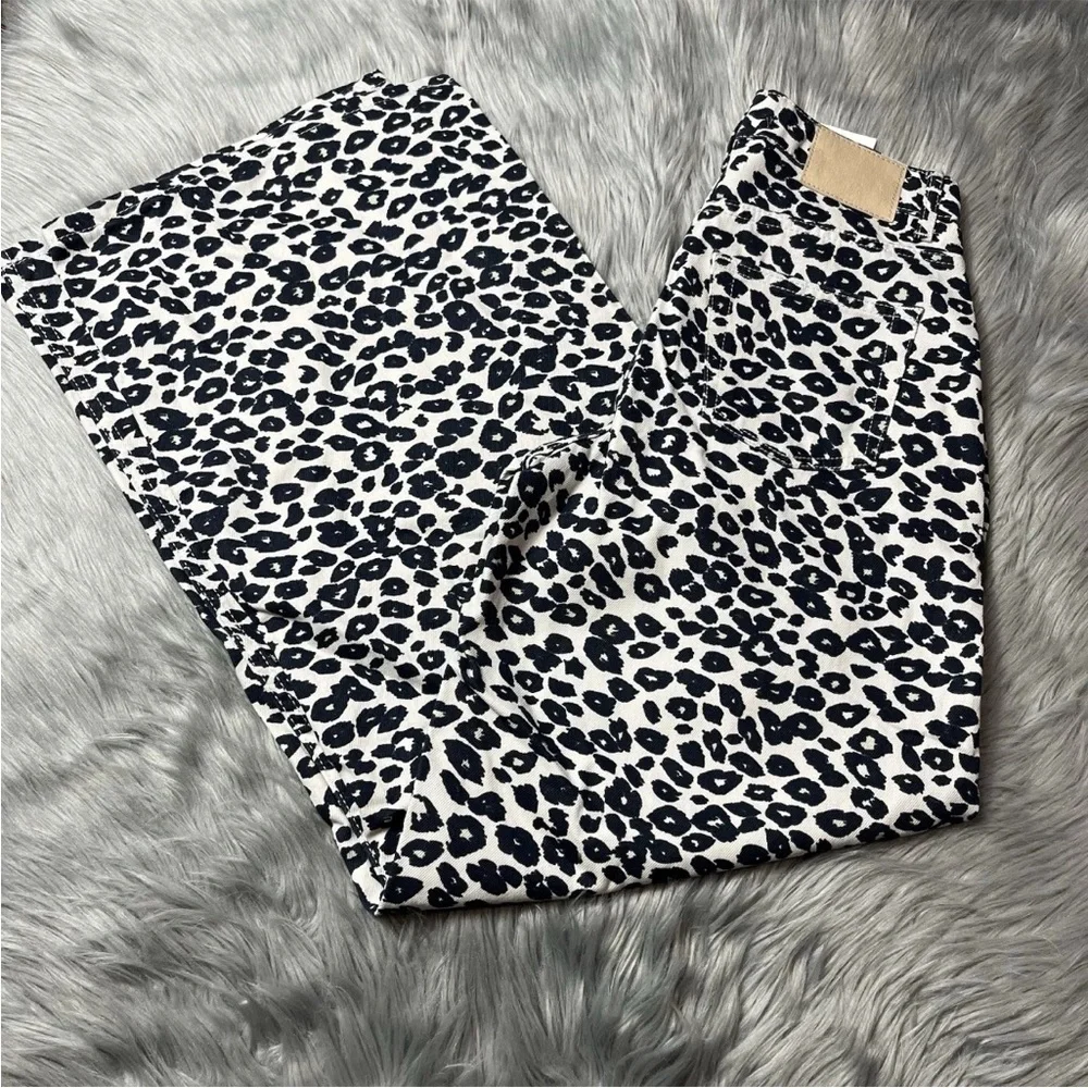 Zara Baggy Wide Leg Leopard Animal Print Jeans Cotton Size US 2